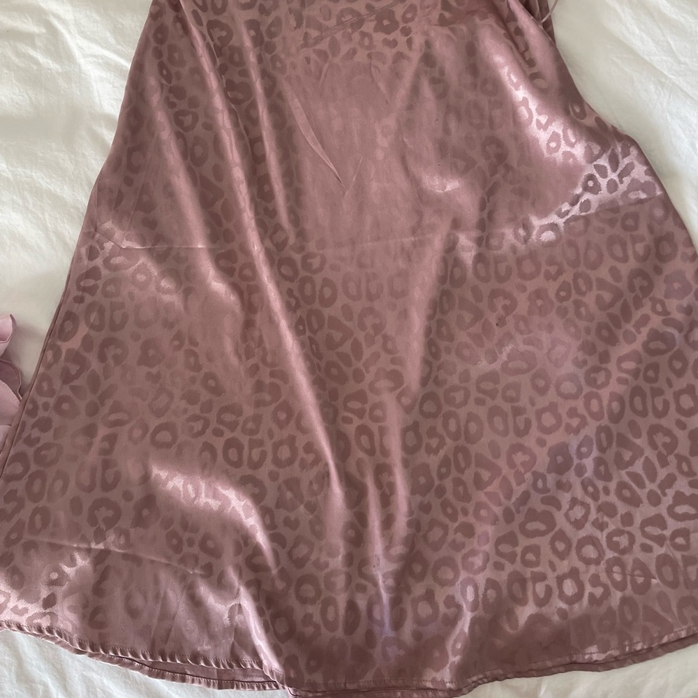 Satin cheetah print blush midi skirt